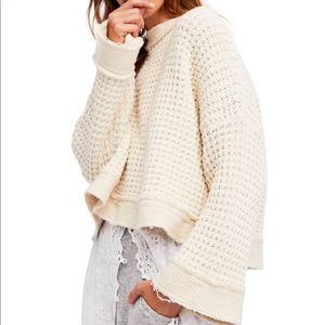 Free People Maybe Baby Waffle Pullover Sweater L